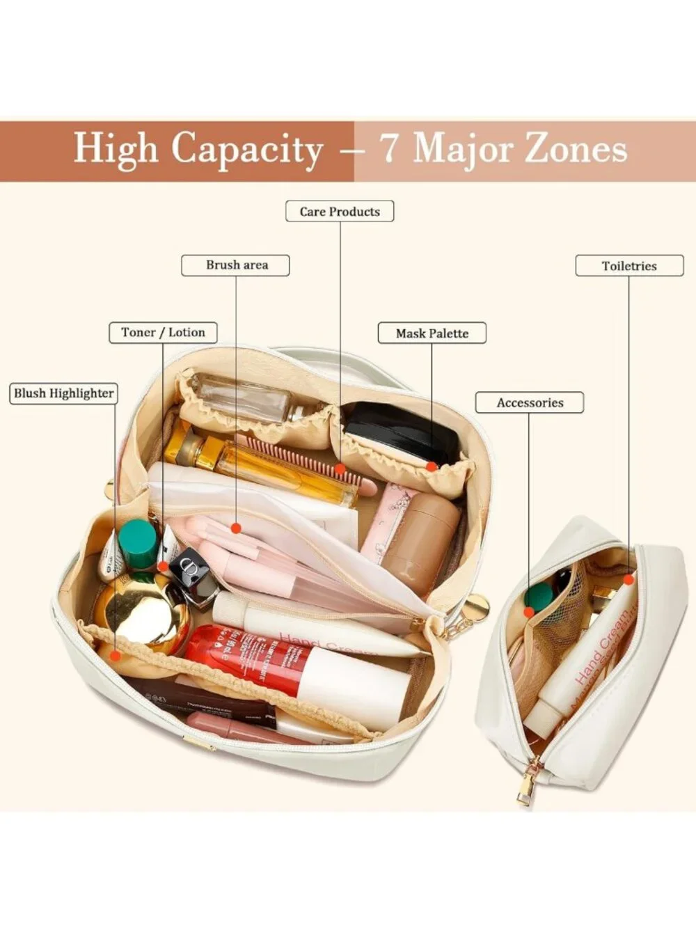 Personalized Waterproof Makeup Bag for Women & Teens | Open Flat Design